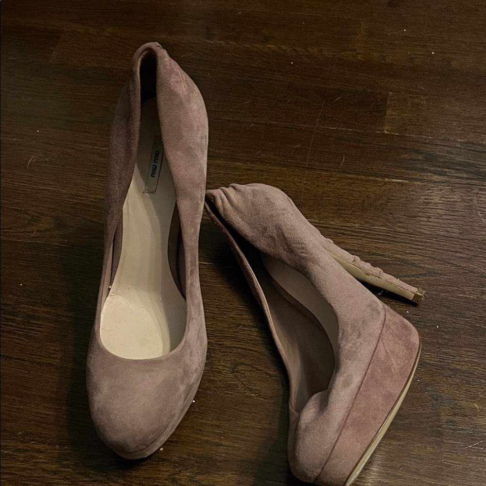 Miu Miu Dusty Rose Suede Heels